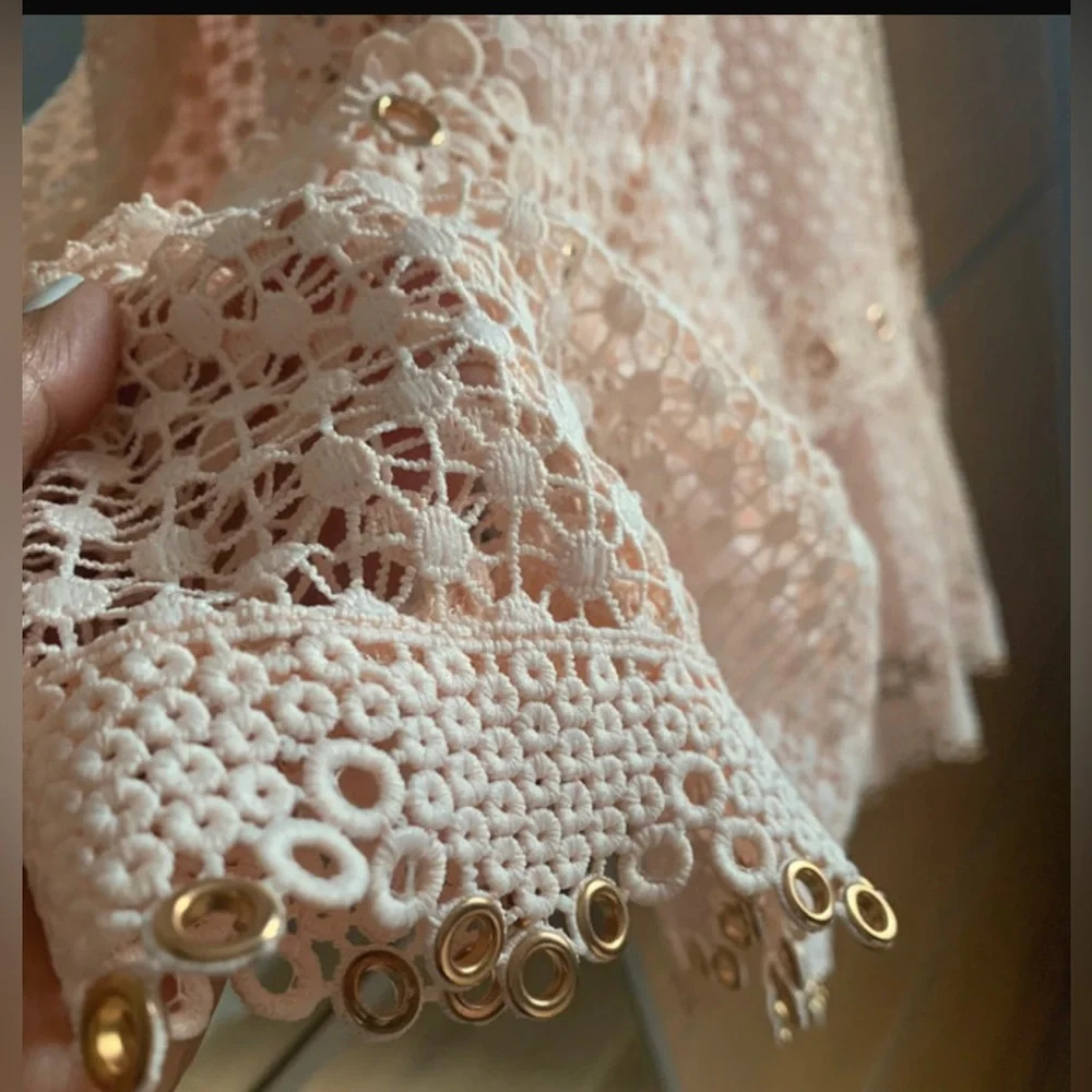 Maje Rosalina Pink Eyelet Lace Grommet Dress NEW 🔥 - Picture 9 of 14